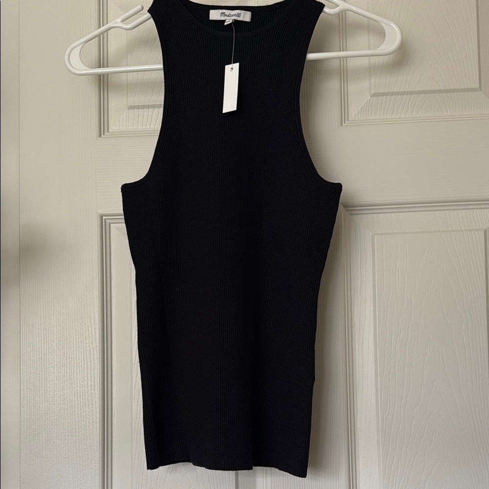 NEW NWT Madewell Black Fitted Cut Out Tank Top S Small